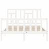 Solid Wood Bed Frame with Headboard - 120x200 cm White