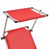 Folding Sun Lounger with Roof - Aluminium & Textilene Red