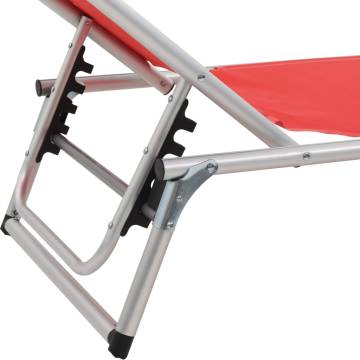 Folding Sun Lounger with Roof - Aluminium & Textilene Red