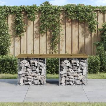 Elegant Gabion Design Garden Bench - 103x44x42 cm Pine Wood