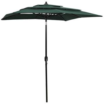 3-Tier Green Parasol with Aluminium Pole - 200x200cm