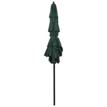 3-Tier Green Parasol with Aluminium Pole - 200x200cm