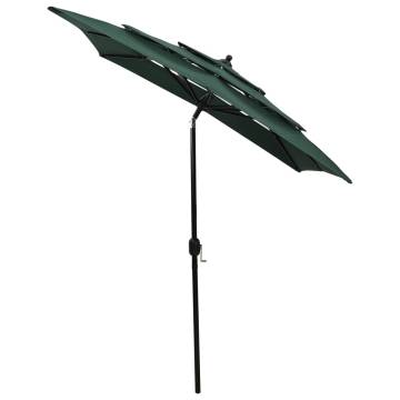 3-Tier Green Parasol with Aluminium Pole - 200x200cm