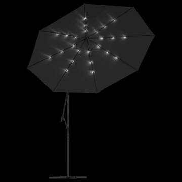 Cantilever Umbrella with LED Lights - 300 cm Black