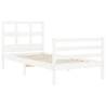 White Bed Frame with Headboard 90x200 cm | Solid Wood