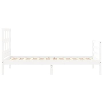 White Bed Frame with Headboard 90x200 cm | Solid Wood