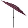 3-Tier Bordeaux Red Parasol - 3m Aluminium Umbrella