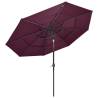 3-Tier Bordeaux Red Parasol - 3m Aluminium Umbrella