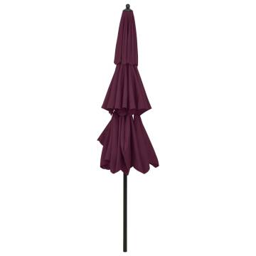 3-Tier Bordeaux Red Parasol - 3m Aluminium Umbrella