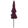 3-Tier Bordeaux Red Parasol - 3m Aluminium Umbrella