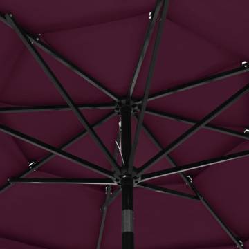 3-Tier Bordeaux Red Parasol - 3m Aluminium Umbrella