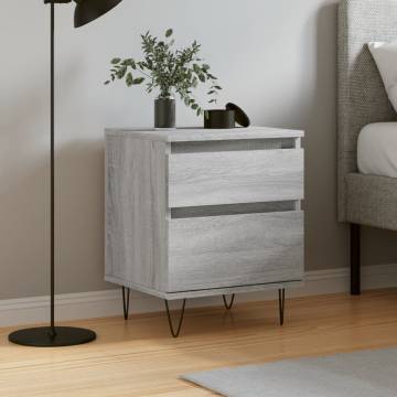 Stylish Grey Sonoma Bedside Cabinet - 40x35x50 cm