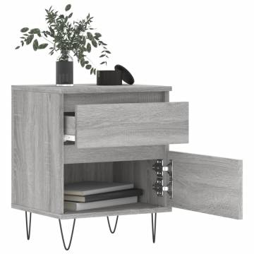 Stylish Grey Sonoma Bedside Cabinet - 40x35x50 cm