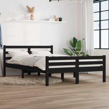 Black Solid Wood Bed Frame 160x200 cm - Stylish & Sturdy