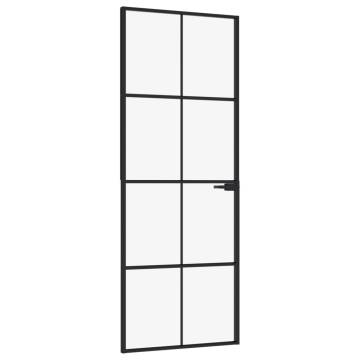 Interior Door Black 76x201.5 cm | Tempered Glass & Aluminium