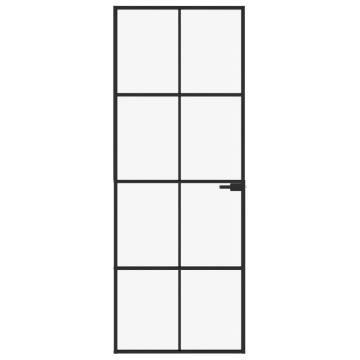 Interior Door Black 76x201.5 cm | Tempered Glass & Aluminium