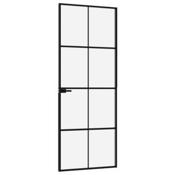 Interior Door Black 76x201.5 cm | Tempered Glass & Aluminium