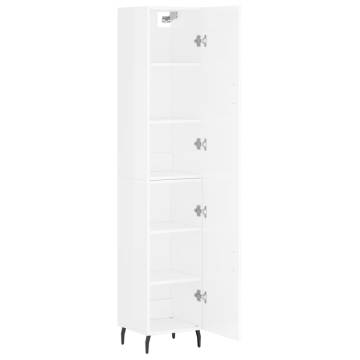 Elegant Highboard in High Gloss White | 34.5x34x180 cm