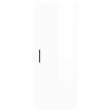 Elegant Highboard in High Gloss White | 34.5x34x180 cm