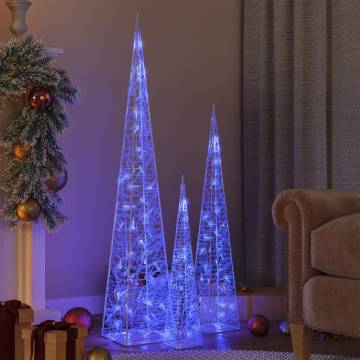 Acrylic Decorative LED Light Cone Set - Blue (60/90/120cm)