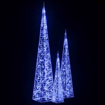 Acrylic Decorative LED Light Cone Set - Blue (60/90/120cm)