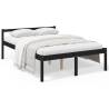 Black Double Bed Frame 135x190 cm - Solid Pine Wood