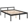 Black Double Bed Frame 135x190 cm - Solid Pine Wood