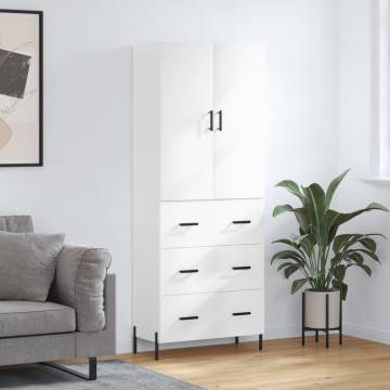 Stylish Highboard High Gloss White | 69.5x34x180 cm