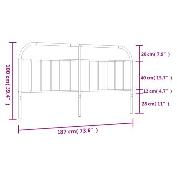 Metal Headboard Black 180 cm - Stylish & Sturdy Design