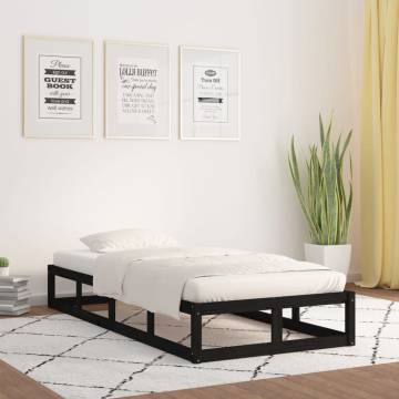 Black Bed Frame 90x200 cm - Solid Wood | Hipo Market