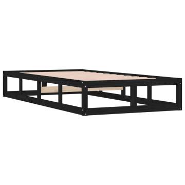 Black Bed Frame 90x200 cm - Solid Wood | Hipo Market