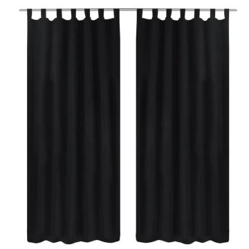 Buy 2 pcs Black Micro-Satin Curtains 140x175 cm - Top Quality