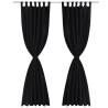 Buy 2 pcs Black Micro-Satin Curtains 140x175 cm - Top Quality