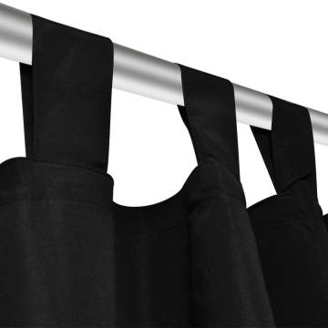 Buy 2 pcs Black Micro-Satin Curtains 140x175 cm - Top Quality