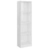 4-Tier High Gloss White Book Cabinet | Stylish Storage Solution