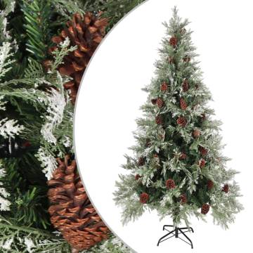 225 cm Christmas Tree with Pine Cones - Green & White