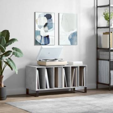 Concrete Grey Record Cabinet - Stylish Vinyl Storage 100x38x48 cm