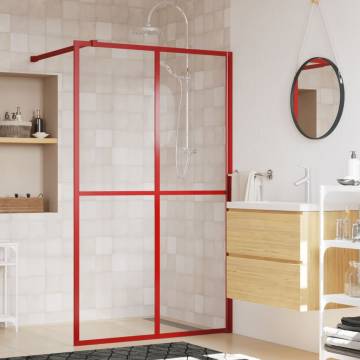 Modern Walk-in Shower Wall with Clear ESG Glass - Red 118x195 cm