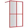 Modern Walk-in Shower Wall with Clear ESG Glass - Red 118x195 cm