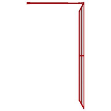 Modern Walk-in Shower Wall with Clear ESG Glass - Red 118x195 cm