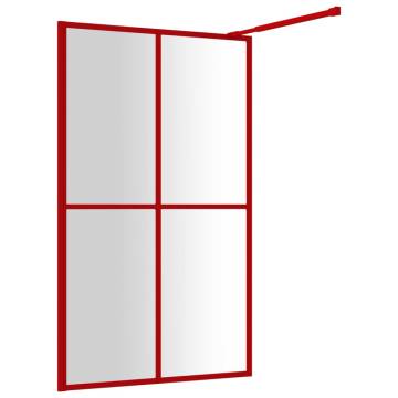 Modern Walk-in Shower Wall with Clear ESG Glass - Red 118x195 cm