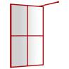 Modern Walk-in Shower Wall with Clear ESG Glass - Red 118x195 cm