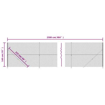 Chain Link Fence with Flange Green 1.4x25m - Durable & Secure