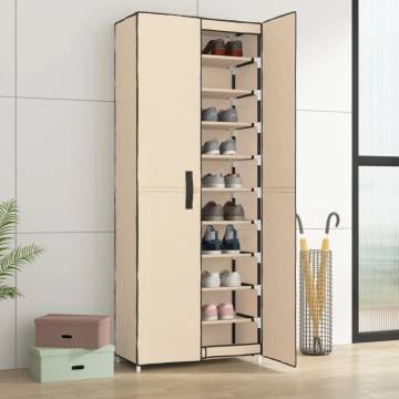 Cream Shoe Cabinet 60x30x166 cm - Practical 10-Tier Organiser