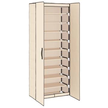 Cream Shoe Cabinet 60x30x166 cm - Practical 10-Tier Organiser