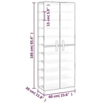 Cream Shoe Cabinet 60x30x166 cm - Practical 10-Tier Organiser