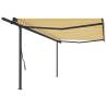 Manual Retractable Awning with Posts 5x3.5 m Yellow and White Colour yellow and white Size 5 x 3.5 m Quantity in Package 1 