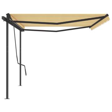 Manual Retractable Awning 5x3.5m Yellow & White - Hipomarket