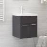 Sink Cabinet with Built-in Basin High Gloss Grey Engineered Wood Colour high gloss grey Size 41 x 38.5 x 46 cm Quantity in Package 1 Model with faucet 