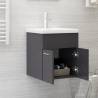 High Gloss Grey Sink Cabinet with Built-in Basin - HipoMarket